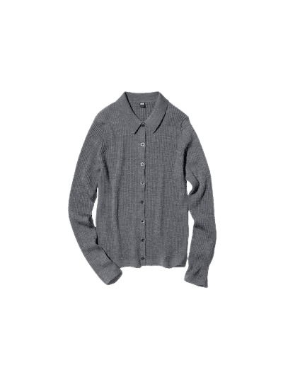 Merino Ribbed Polo Cardigan
